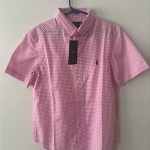 Ralph Lauren Pink Gingham Short-Sleeve Button-Down Shirt